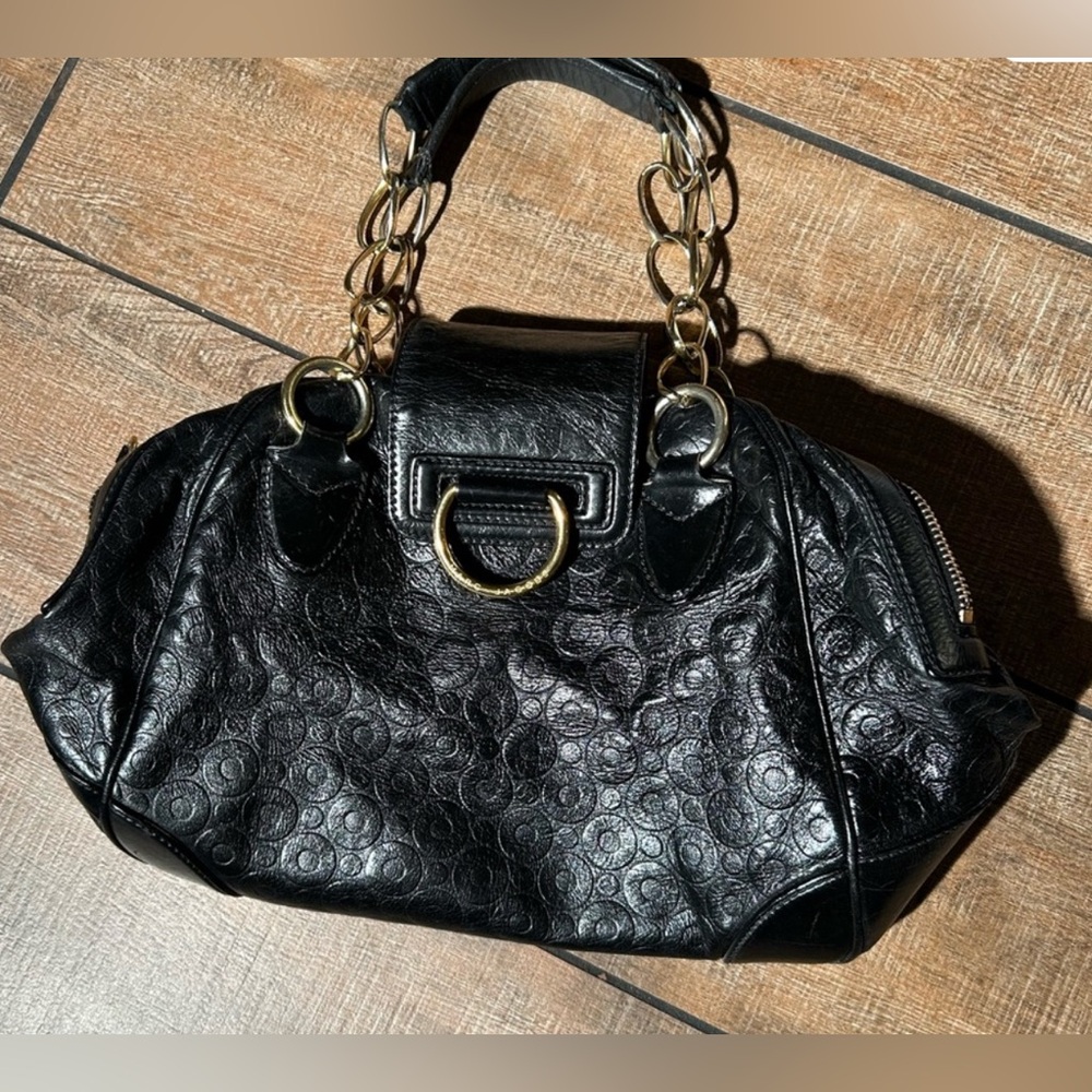 Marc Jacobs Rare Vintage Black Leather Satchel with Gold Chain Handles - Picture 2 of 16
